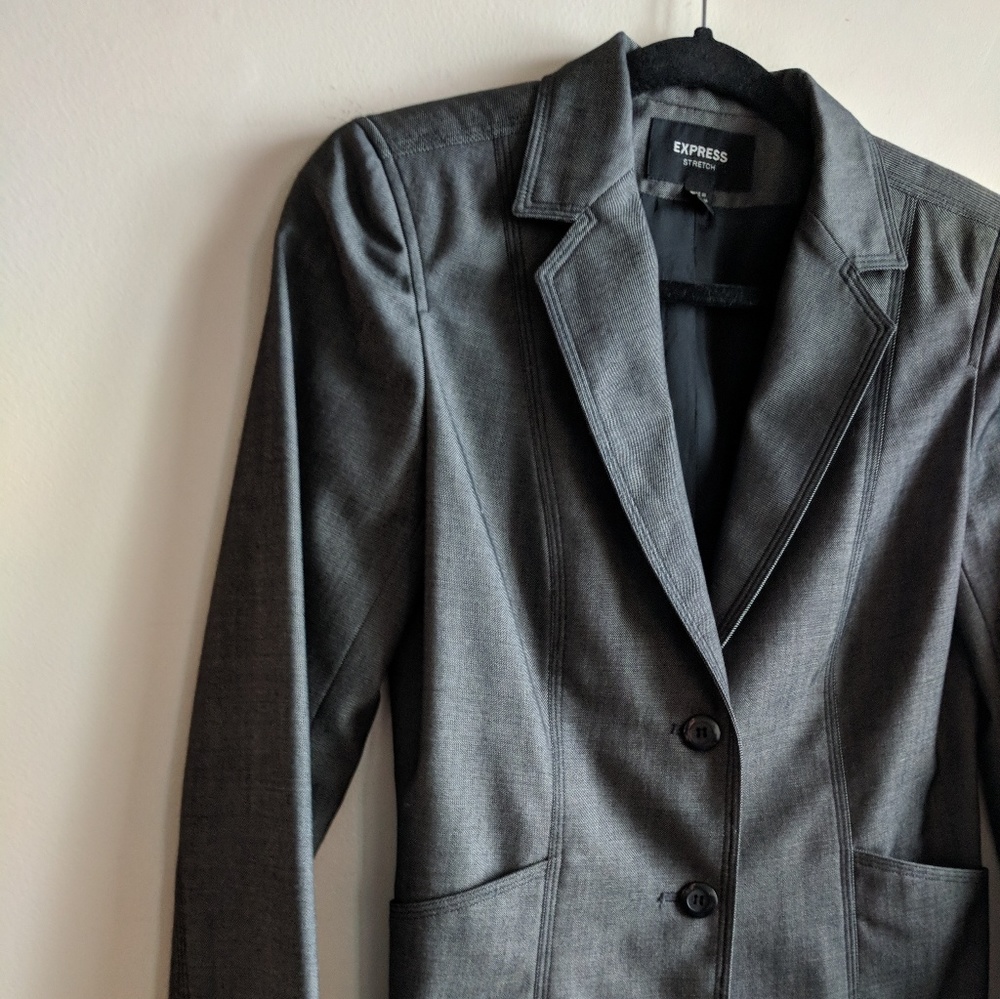 Express Stretch Steel Grey Blazer Women's size 3/4